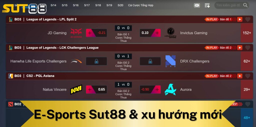 E-Sports Sut88 và xu hướng cá cược mới